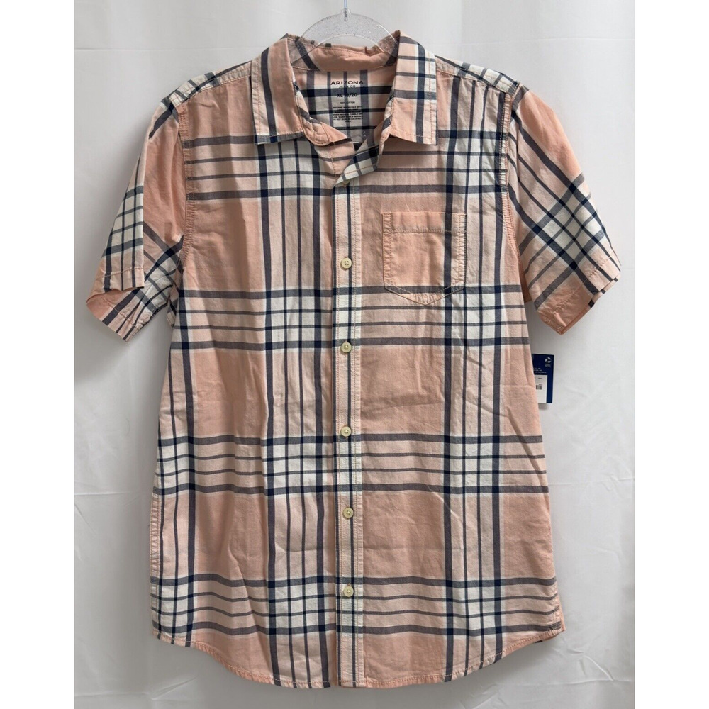 Arizona Jean Co. Short Sleeve Button-Up Shirt Size XL 18/20 Peach Taffy